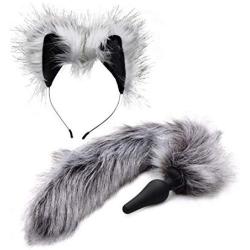 Tailz Grey Wolf Tail Anal Plug and Ears Set