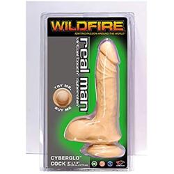 Wildfire Realistic Lifelike Dildo with Suction Cup Cyberskin Flexible CyberGlo Cock for Vaginal G-spot and Anal Play 5.75 Inch