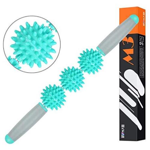 Muscle Roller Stick, Restore Pressure Point Muscle Roller Massage Stick, Flexible Body Massage Stick with Soft Spikes for Reducing Body Muscle Soreness (Green)