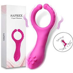 Women G-Spot Rabbit Waterproof Rechargeable 3 Motors Dildo Vibrator - Saprex® Silicone Clitoris Vagina Penis Stimulator Massager Sex Things for Men, Women and Couples #Peach