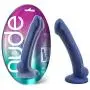 7.25" Realistic Sensa Feel Dual Density Dildo - Platinum Silicone - Cock and Balls Dong - Suction Cup Harness Compatible - Sex Toy for Women - Sex Toy for Adults (Indigo)