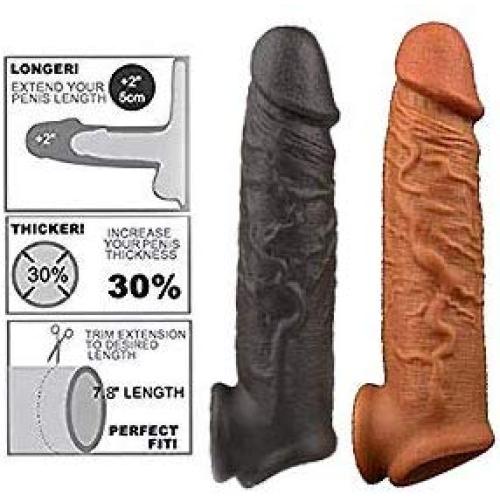 (2ps) Liquid Silicone Silicone penile Condom Expander expands Male Chastity Toys Lengthen Cock Sleeves