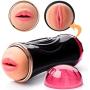 Rzoeox Male Masturbator Cup with Porn Star Audible Moans, Realistic Vagina and Mouth with Teeth and Tongue 7 Vibration Modes Sex Toys for Men