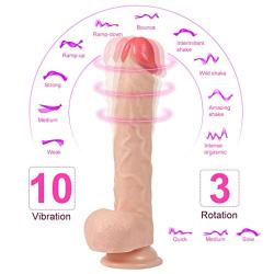 Lfcmf Fun Toy Vibrator with 10 Power Vibrate 360° Rotating Role Play Personal Pleasure Toy Reality