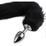 YiZYiF Stainless Steel Faux Fox Tail Funny Sex Toy Adult Romance Games Black