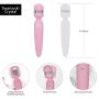 Pure Love Silicone Vibrating Wand and Personal Massager, Pink Color, Rechargeable and Multi-Speed with Swarovski Crystal Button, Quilted Handle, Adult Sex Toy, Body Massager