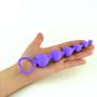 LoveI Anal Sex Toy Beads Butt Plug Heart Shaped Prostate Massager with Safe Pull Ring Handle Soft Carry Bag Unisex G Spot - Purple