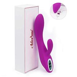 G-spot Rabbit Vibrator for Women – Adorime Powerful Clitoris Stimulation Massager Waterproof Dildo with Dual Motors, Rechargeable Female Vibe with 7 Vibration Modes, Adult Sex Toys for Couples