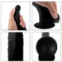 HUOLA Realistic 9 Inch Silicone Soft Ďîldɔ Waterproof Skin Body Massager Tool with Suction Cup for Women Men (Color : Black)