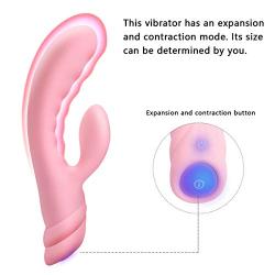 Expansion and Contraction Adjustable G Spot Rabbit Vibrator Intelligent Heated Magnetic Rechargeable Quiet Massager Dildo for Vagina Clitoris Stimulation -Sex Adult Toys for Women or Couples