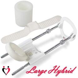 LeLuv Large White Slider Hybrid Penis Extender Adjustable Length Platinum Threaded Rods with Wide Strap and Basic Securing Options