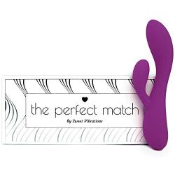 The Perfect Match - Flexible Rabbit Vibrator Sex Toy with 10 Powerful Settings for Women & Couples, Waterproof, Rechargeable, Quiet, by Sweet Vibrations (Lavender)