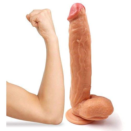 12 Inch Realistic Dildo, Body-Safe Material Lifelike Huge Penis with Strong Suction Cup for Hands-Free Play, Flexible Cock Adult Sex Toys for Women (Flesh)