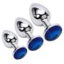 Akstore 3 Piece Luxury Jewelry Design Fetish Stainless Steel Anal Butt Plug with Penis Condom, Blue, 10.4 Ounce