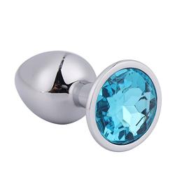 YTYC Stainless Steel Training Massager,Anal Beads Adult Sex Toys Butt Plug Sex Products Rhinestone (Light Blue)