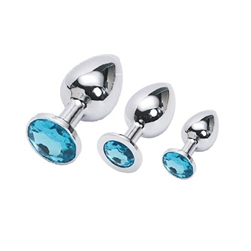 Loveria three Anal Plug Sex Love Games Toys Super Quality Stainless Steel Ass Plugs Jewelry Kinkys Personal Massager for Women Men Couples Lover,Great gift (Light blue)