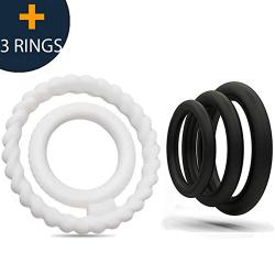 Super Soft Dual Silicone Penis Ring for Male Couple Cock Rings 100% Medical Grade Pure Silicone Set for Extra Stimulation-Better Sex Toy for Erection Enhancing Last Longer Orgasm - 4 pcs