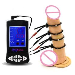 Electro Sex Toys Electronic Pulse Massager Electro Stimulation Steel Ball Penis Ring Electric Shock Cable for TENS/EMS Massage