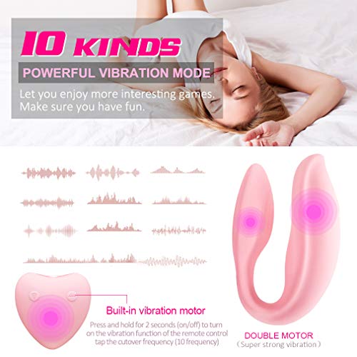 Six Couples Toys Straps Couples Toys U Shape Electric Wireless Rechargeable Mini Finger Massager with 10 Strong Vibration Hands Free U Shape Toy T-Shirt