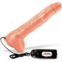 LeLuv Vibrator 10 Inch Realistic Veiny Penis with Suction Cup Thick Long Beige