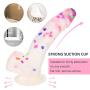 Adorime 8" Confetti Silicone Dildos Realistic Clear Dildo with Strong Suction Cup - Adult Sex Toy for Women Masturbation