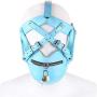 SHWSM Sex Black Leather Costúme Mask Hood Colsed Headgear HarneSex Toy Mouth Bala Chaǐn Mask