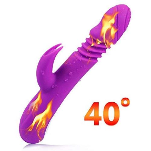 Lergo Heating Rabbit Vibrator Massager For Women, 7 Frequency, Thrusting Rotating Waterproof Handheld Massage Wand, Wireless USB Rechargeable Sex Toy For Adult Female, 9 Inch