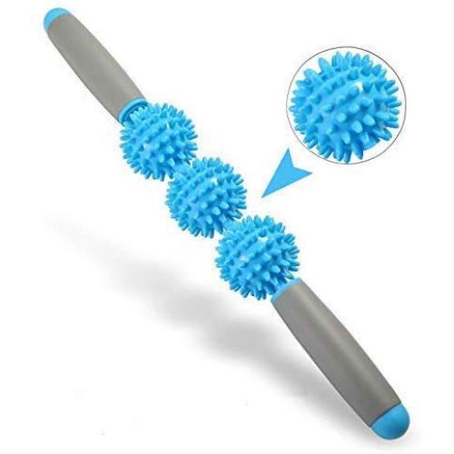 YEEYOUNG Yoga Massage Roller Stick Pressure Point Massager-Back Massage Roller Muscle Roller for Muscle Exercise Massage Roller 16 3 Balls Blue