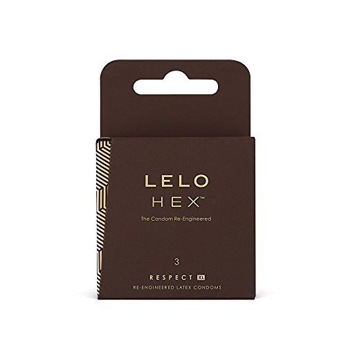 LELO HEX Respect, XL Size, Luxury Condoms with Unique Hexagonal Structure, Thin Yet Strong Latex Condom, Lubricated (3 pack)