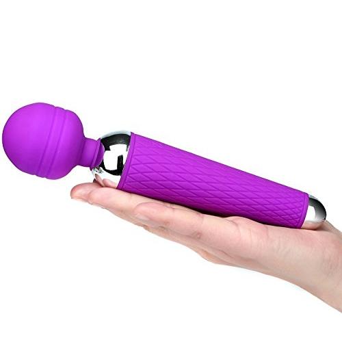 Sexy Slave Rechargeable and Waterproof Silicone Vibrator - 10 Function - Cordless Neck & Shoulder Portable Wand Body Massager,Best for Men,Women or Couples,Purple