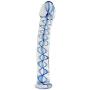 Eastern Delights Elite 6.8 Inch Bent Pleasure Wand Glass Dildo, Clear with Blue Vein