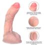 Hyper Realistic Ultra-soft silicone Dildo Lifelike Vein Superior Penis Dual Layer Liquid Silicone Bendable Penis with Suction Cup Adult Sex Massage Masturbation Toys for Women 8.8 inch (Natural Flesh)