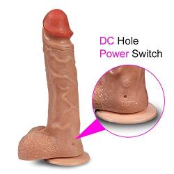 Valentines Day Gift Ď-Dîld`ɔ Powerful Wireless Remote Control Scene Props Vîb-Rát-Or Soft and Flexible Realistic Texture Vibration Couple Casual Toys (Color : Skin Color)