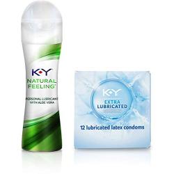 K-Y Natural Value Pack with Extra Lubricated Natural Fit Latex Condoms (12cnt) and Aloe Vera Natural Feeling Personal Lubricant Gel (1.69oz), 1 ea