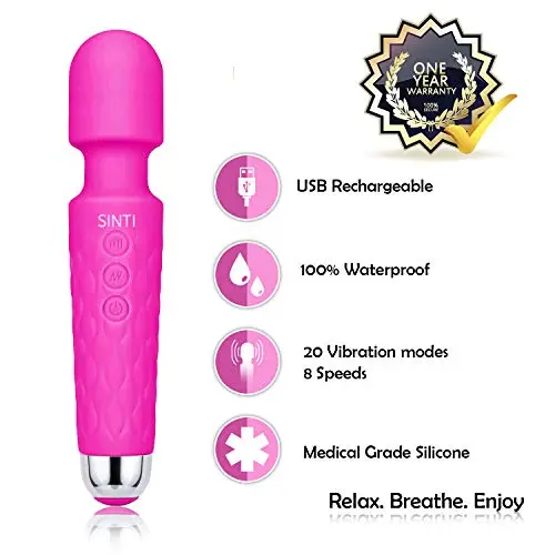 Personal Mini Wand Massager by SINTI | Therapeutic | USB Rechargeable | Waterproof | Compact and Powerful with 20 Vibration Patterns and 8 Different speeds | Travel Bag Included (Pink) Personal Mini Wand Massager by SINTI | Therapeutic | USB Rechargeable | Waterproof | Compact and Powerful with 20 Vibration Patterns and 8 Different speeds | Travel Bag Included (Pink)