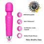 Personal Mini Wand Massager by SINTI | Therapeutic | USB Rechargeable | Waterproof | Compact and Powerful with 20 Vibration Patterns and 8 Different speeds | Travel Bag Included (Pink)