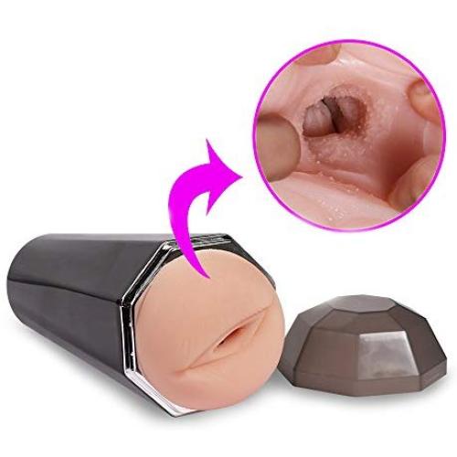 Male Sex Toys, iMiMi Male Masturbator Cup Masturbation Pussy Cup with 3D Realistic Vagina, Adult Stroker Toys Soft Silicon Removable for Men (Black)