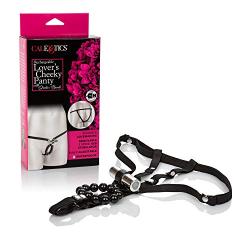 Rechargeable Lovers Cheeky Panty™ with Pleasure Beads - Vibrating Pleasure Panties for Women - Beaded Cock Ring Toy for Couples - Black