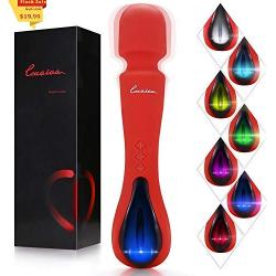 Wand Massager for Relaxation,Magnetic Rechargeable,LED Light of Seven Colors,Red