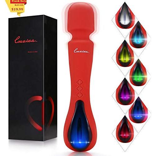 Wand Massager for Relaxation,Magnetic Rechargeable,LED Light of Seven Colors,Red