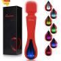 Wand Massager for Relaxation,Magnetic Rechargeable,LED Light of Seven Colors,Red