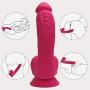 8" Dildo with Suction Cup Base Fake Penis Sex Toy with Balls for Vaginal G Spot and Adult Toys for Women (Rose)