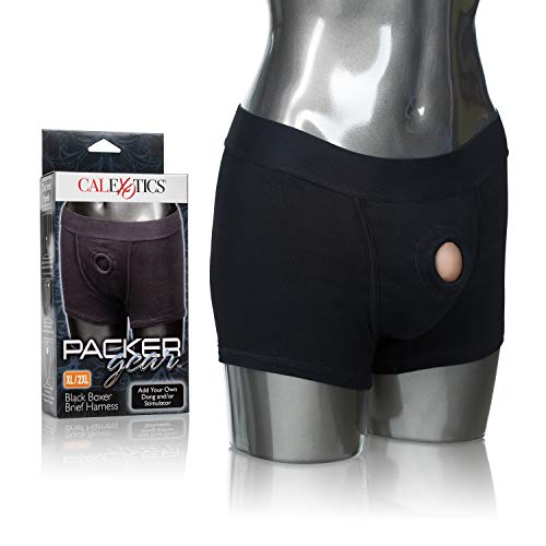 CalExotics Packer Gear Black Boxer Brief Harness – Adult Sex Toy Strap On Dong Probe Packer for Couples – XL / 2XL