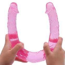 QENVFALMI-3K 17.7Inch Flexible Jelly Silicone Toys for Couplee in Bedroom (Pink)