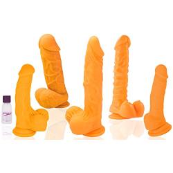 Lickerlish Complete 5 Dildo Collection 100% Silicone Dildos (Orange)