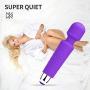 Rechargeable Personal Wand Massager, Compact Power Wand Massager, 20x Multi-Speed Vibrations (Purple)