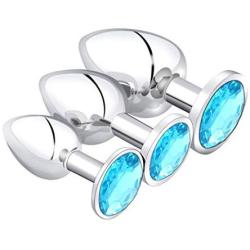 FeiGu 3 Pieces 1 Set Steel Jewel Butt Play Plug Sex Toys for Adults