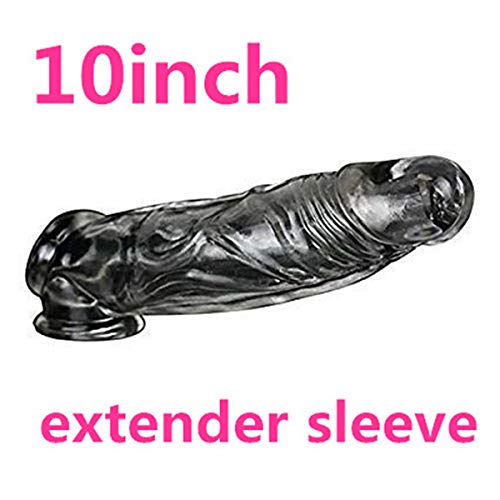 10inch Pê-NIS Sleeve Vib-ratór Reusable Cóndoms for Men Pê-NIS En-la-rgement Delay Ejacuation Trainer Pê-nisring Cóndom Condones Safer