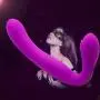 A-dult Female Vibrating Strapless Strap-On Double Penetration for Game (Purple) A-dult Female Vibrating Strapless Strap-On Double Penetration for Game (Purple)