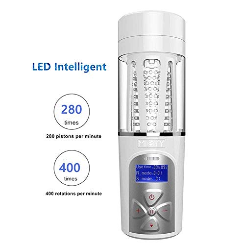 LED Voice Intelligent Male Automatic Piston Cup Sucking 400Times/Min and 360° Rotating 10 Pattern 5 Speed Electronic Massage Cup Males Toy
